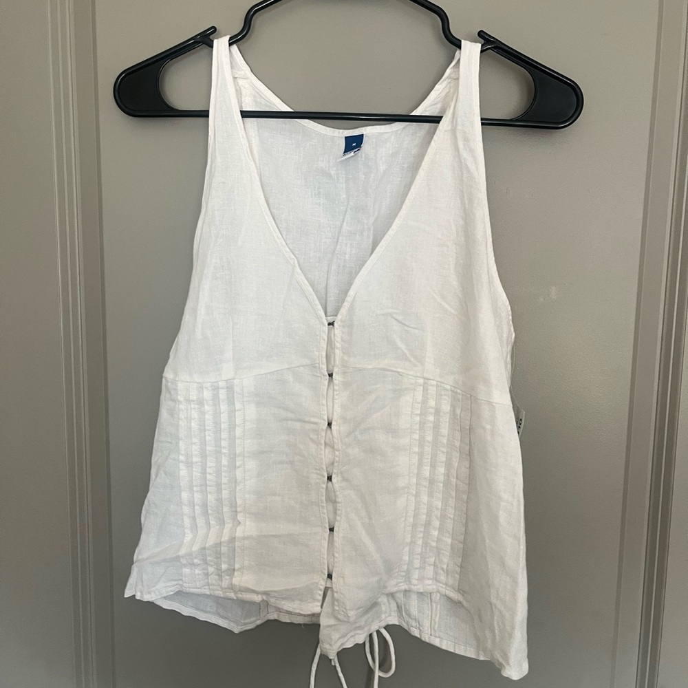 Old Navy White Lace Up Tank Top